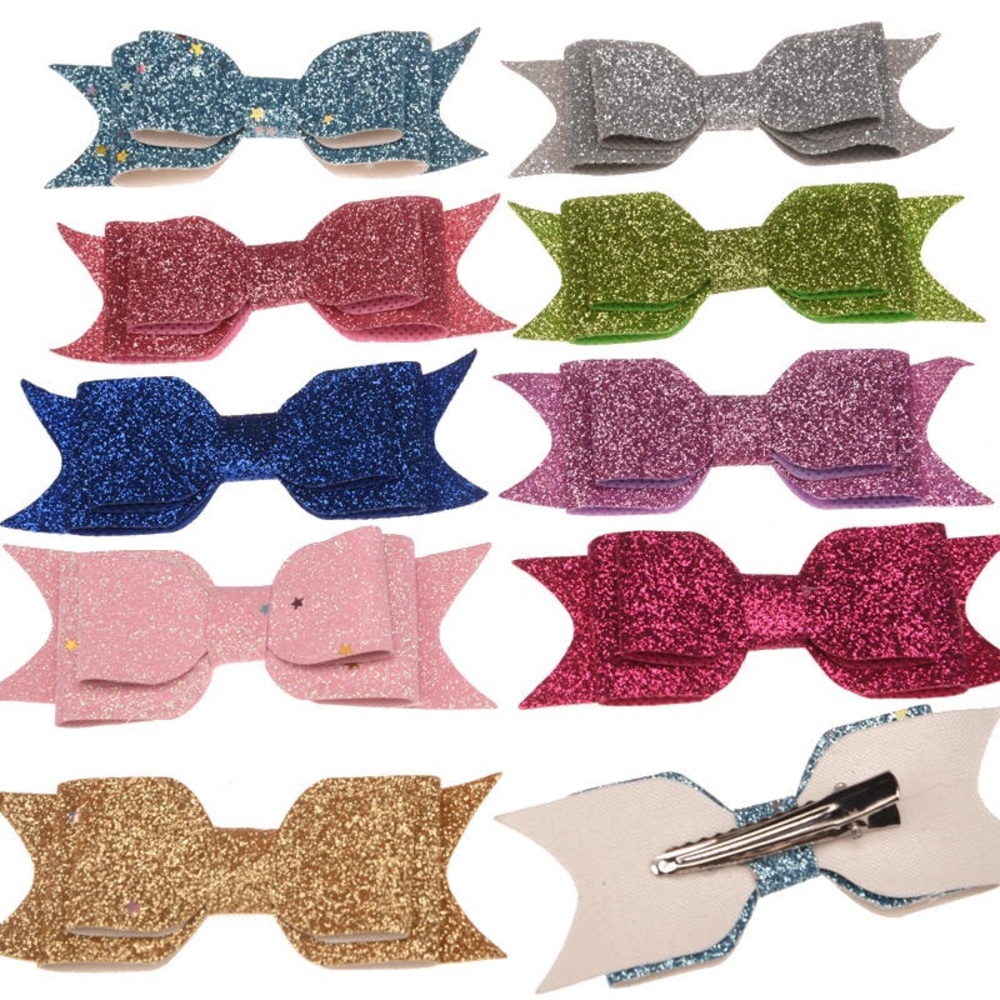12 pieces glitter Hair bow